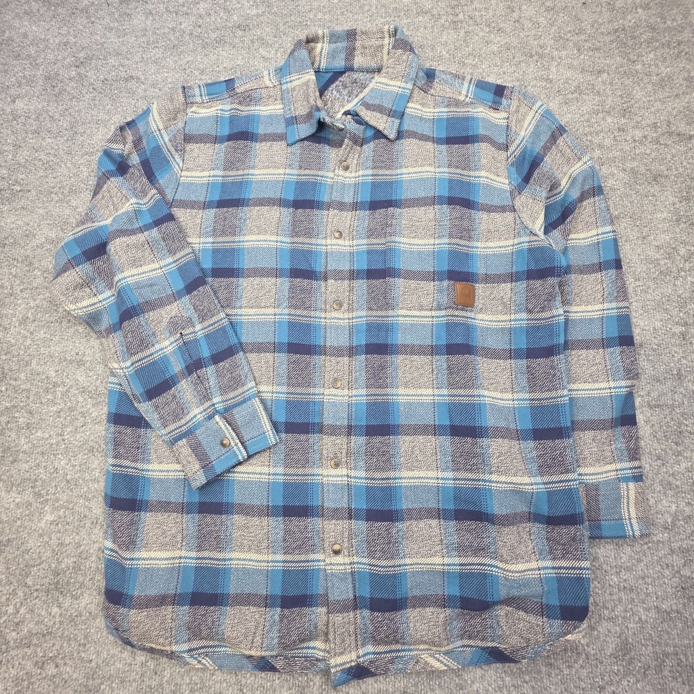 Overland Flannel Shirt Shacket Men's XL Plaid Blue Gray Snap